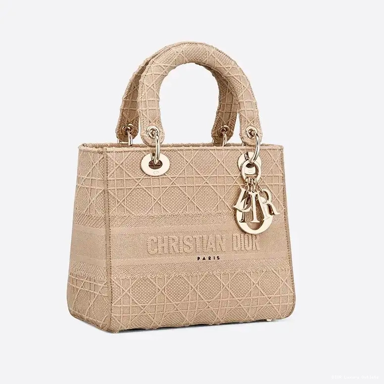 Cheap Medium Canvas Beige D-lite Motif Bag Cannage Lady 0519 Luxury